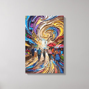 3D Market Street Wall Art - Corrugated Cardboard