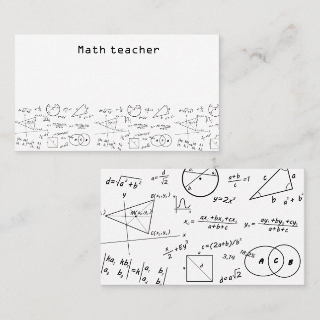 3D math white board math teacher Business Card (Front/Back)