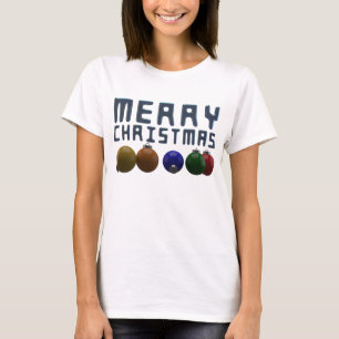 3D Merry Christmas Typography Christmas Ornaments  T-Shirt