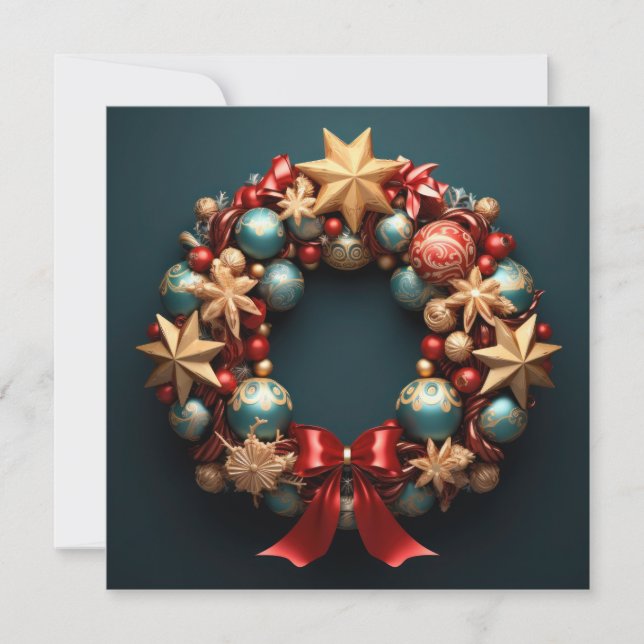 3D Merry Christmas Wreath Card (Front)