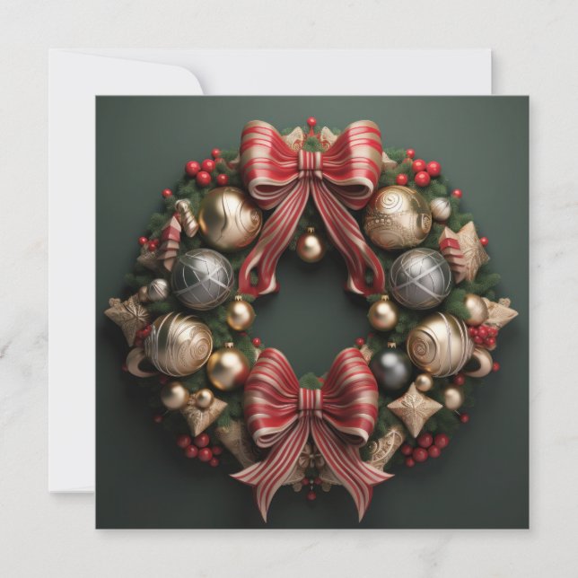 3D Merry Christmas Wreath Card (Front)