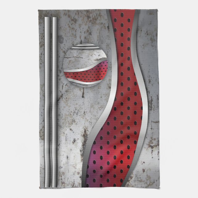 3D Metal texture Still Life  Tea Towel (Vertical)
