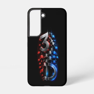 3D Metallic Minimal - Ultra Narrow Red Blue Cubes Samsung Galaxy Case