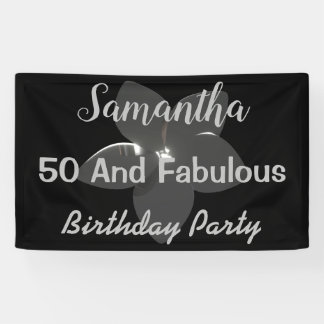 3D Metallic Silver Flower Fifty & Fabulous Banner