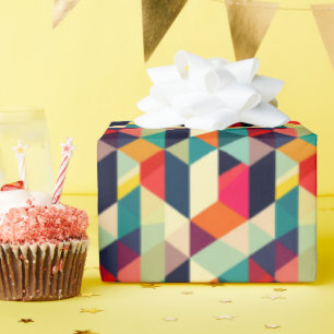 3D Mid Century Modern Geometric Pattern Colourful Wrapping Paper