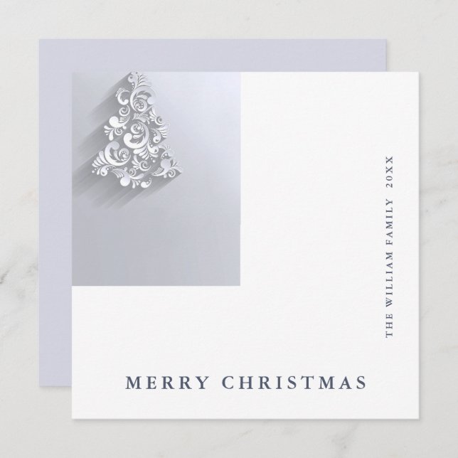 3D Minimalist  Christmas Tree Greeting Holiday Card (Front/Back)