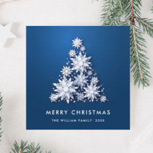 3D Minimalist Snowflakes Christmas Tree Greeting Holiday Card