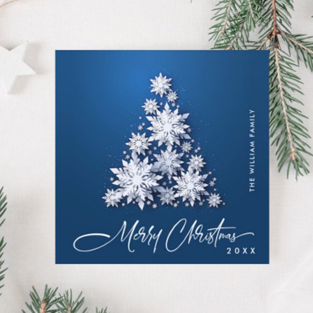 3D Minimalist Snowflakes Christmas Tree Greeting Holiday Card (Creator Uploaded)