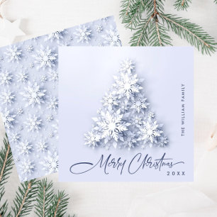3D Minimalist Snowflakes Christmas Tree Greeting Holiday Card
