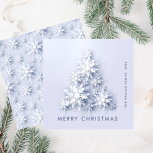 3D Minimalist Snowflakes Christmas Tree Greeting Holiday Card