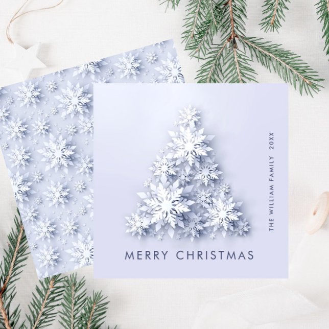 3D Minimalist Snowflakes Christmas Tree Greeting Holiday Card (Creator Uploaded)