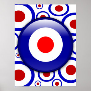 3d Mod Target on sixties pattern poster print