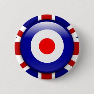 3D Mod target on Union jack print 6 Cm Round Badge