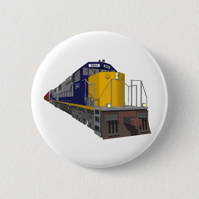 3D Model: Freight Train: Railroad: 6 Cm Round Badge (Front)