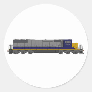 3D Model: Train Engine: Railroad: Classic Round Sticker