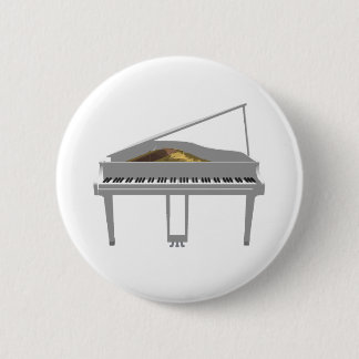 3D Model: White Grand Piano: 6 Cm Round Badge