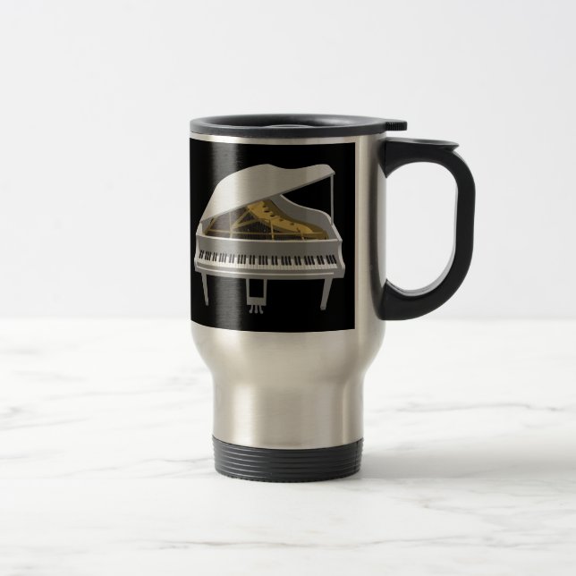 3D Model: White Grand Piano: Travel Mug (Right)