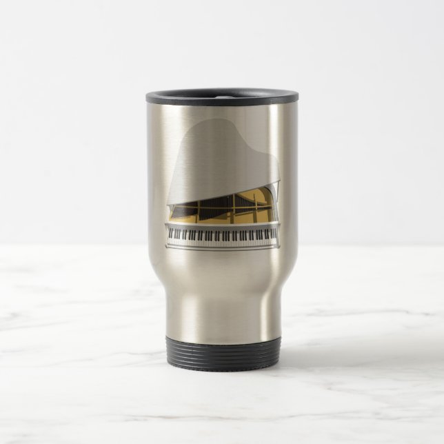 3D Model: White Grand Piano: Travel Mug (Center)