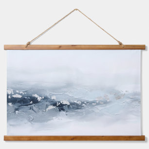 3D Modern Abstract Impasto Glacier Silver Foil Hanging Tapestry