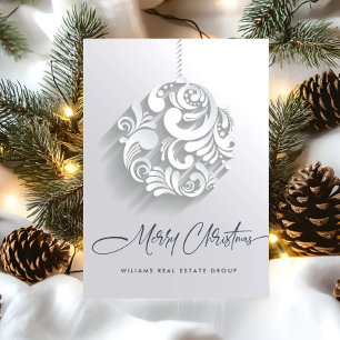 3D Modern Christmas Ornament Corporate Greeting Holiday Card