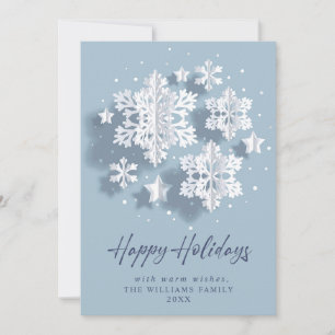 3D Modern Elegant Snowflake Christmas Greeting Holiday Card
