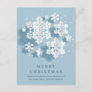 3D Modern Snowflakes Christmas Corporate Greeting Postcard
