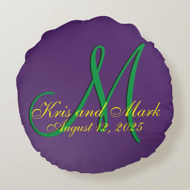 3d Monogram Amethyst Round Cushion (Back)