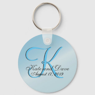 3d Monogram Aquamarine Key Ring