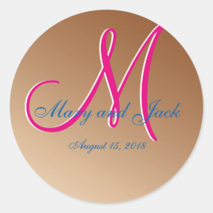 3d Monogram Copper Classic Round Sticker