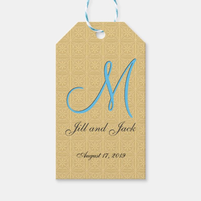 3d Monogram Embossed Gold Gift Tags (Front)