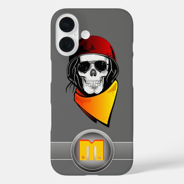 3D Monogram Red Helmet Rebel Skull Case-Mate iPhone Case (Back)