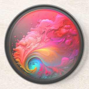 3D Multi-Colour Swirls Coaster