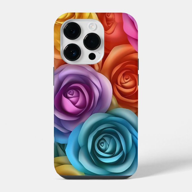 3D Multi-Coloured Roses iPhone Case (Back)