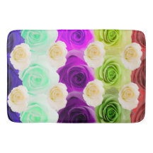 3D Multicolor Rose Large Bath Mat