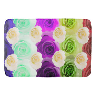3D Multicolor Rose Large Bath Mat