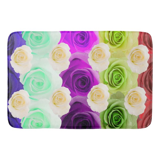 3D Multicolor Rose Large Bath Mat (Front)