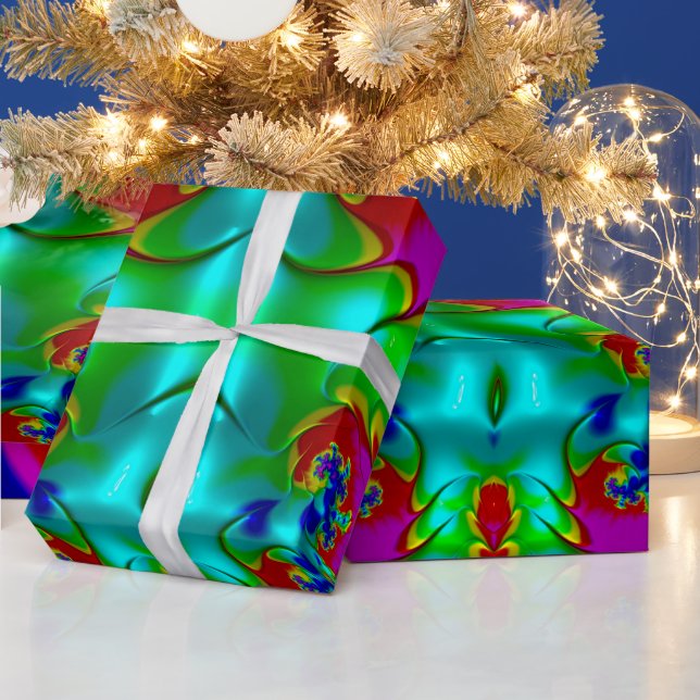 ~ 3D Multicoloured Glossy Fractal ~ Christmas Wrapping Paper (Holidays)