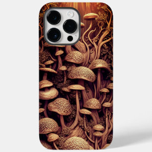 3D Mushrooms Faux Carved Wood Beautiful Magical Case-Mate iPhone 14 Pro Max Case