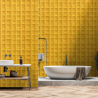 3D Mustard Grid Box Panels -Peel & Stick  Wallpaper