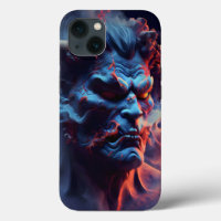 3D neon smoke demon soul black