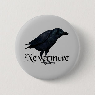 3D Nevermore Raven 6 Cm Round Badge