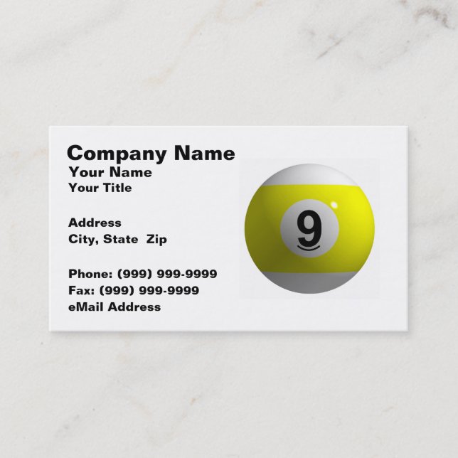 3D Nine Ball Business Card (Front)