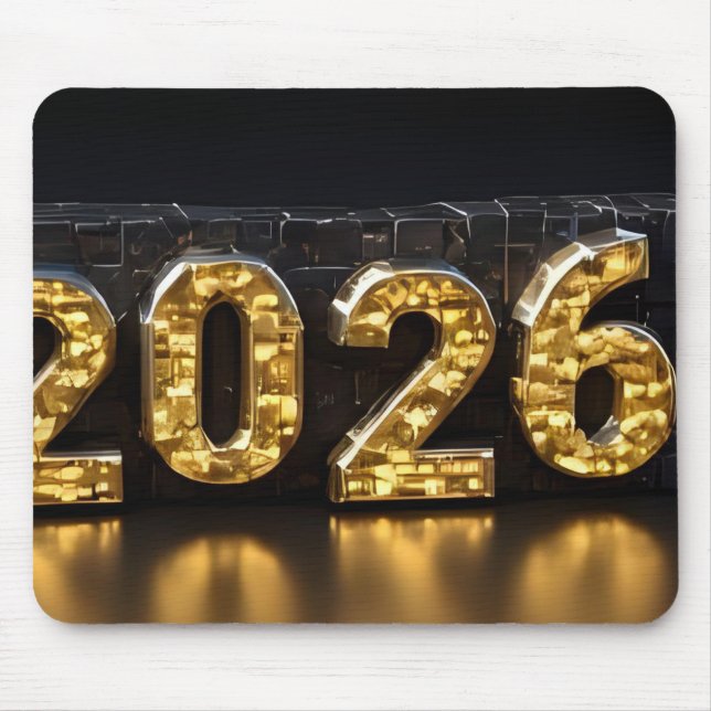 3D Number Design for New Year 2026 Mouse Mat (Front)