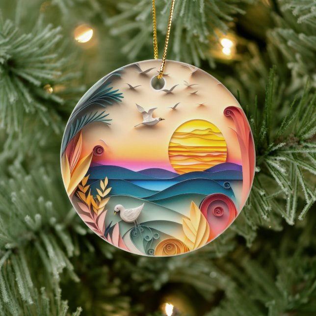3D Ocean Scene Christmas Ceramic Tree Decoration (Tree)