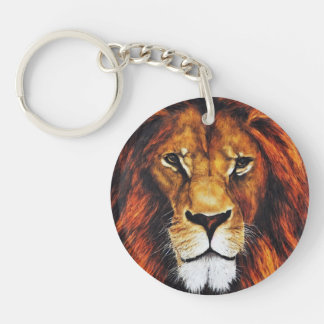 3d oil painting of a lion key ring