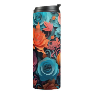 3D Orange and Turquoise Halloween  Thermal Tumbler