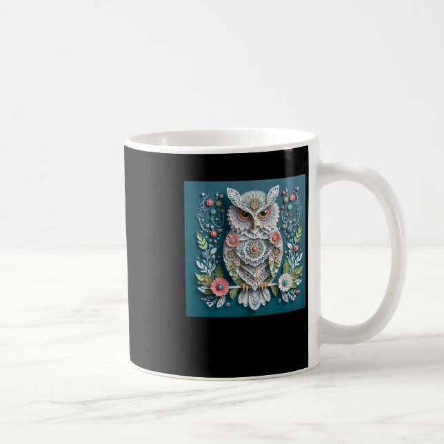 3d Owl #10 Sticker  Coffee Mug (Right)