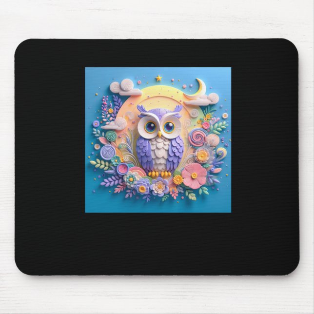 3d Owl #2 Sticker  Mouse Mat (Front)