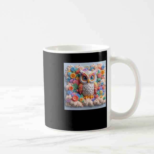 3d Owl #4 Sticker  Coffee Mug (Right)