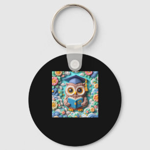 3d Owl #5 Sticker Key Ring